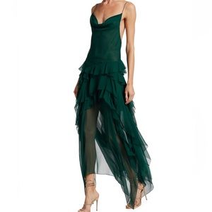 NWT Jason Wu Collection Ruffled Silk Chiffon Gown Green  Size 6 $2295